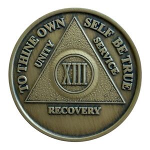 13 Year AA Sobriety Medallion Bronze Recovery Coin Chip XIII